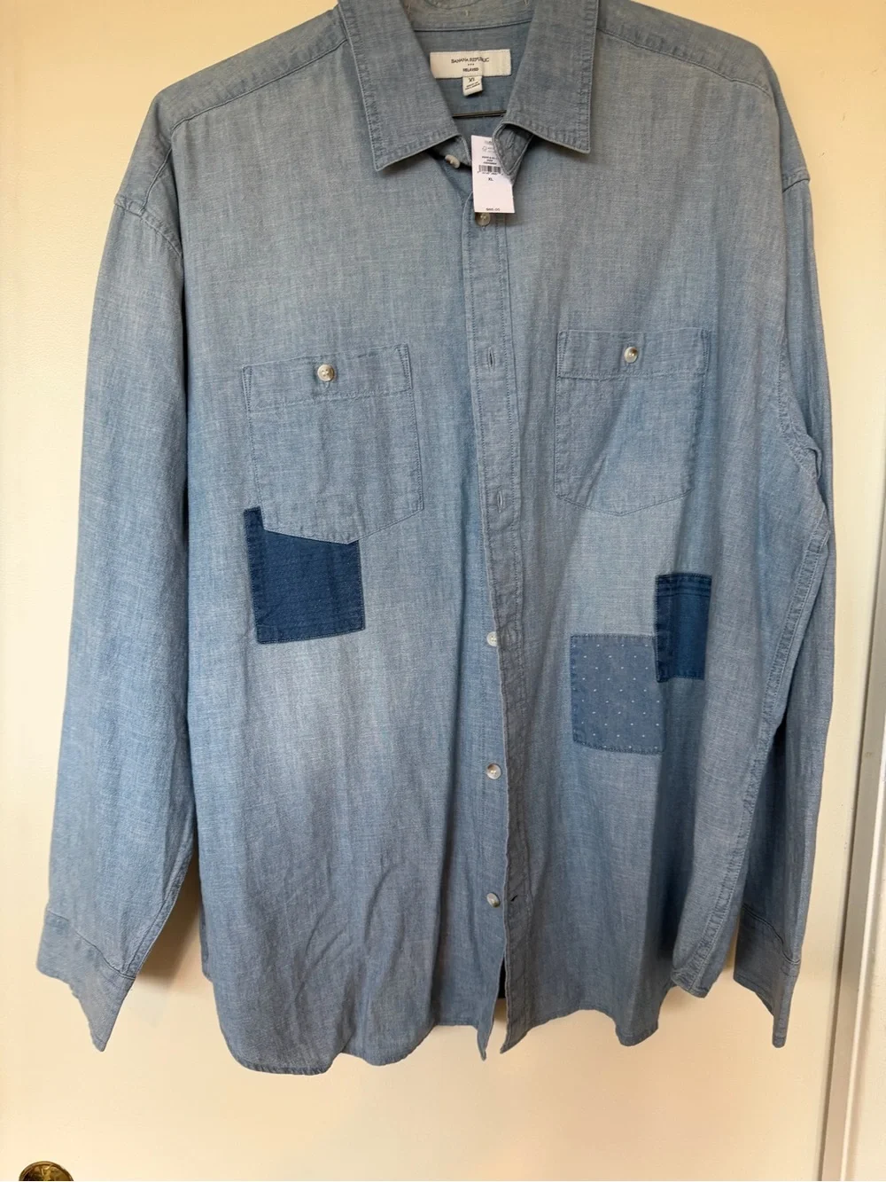 Banana Republic Light Blue Denim Patch Pocket Shirt Jacket